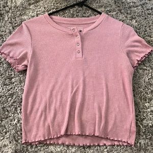 American eagle pink quarter snap up shirt